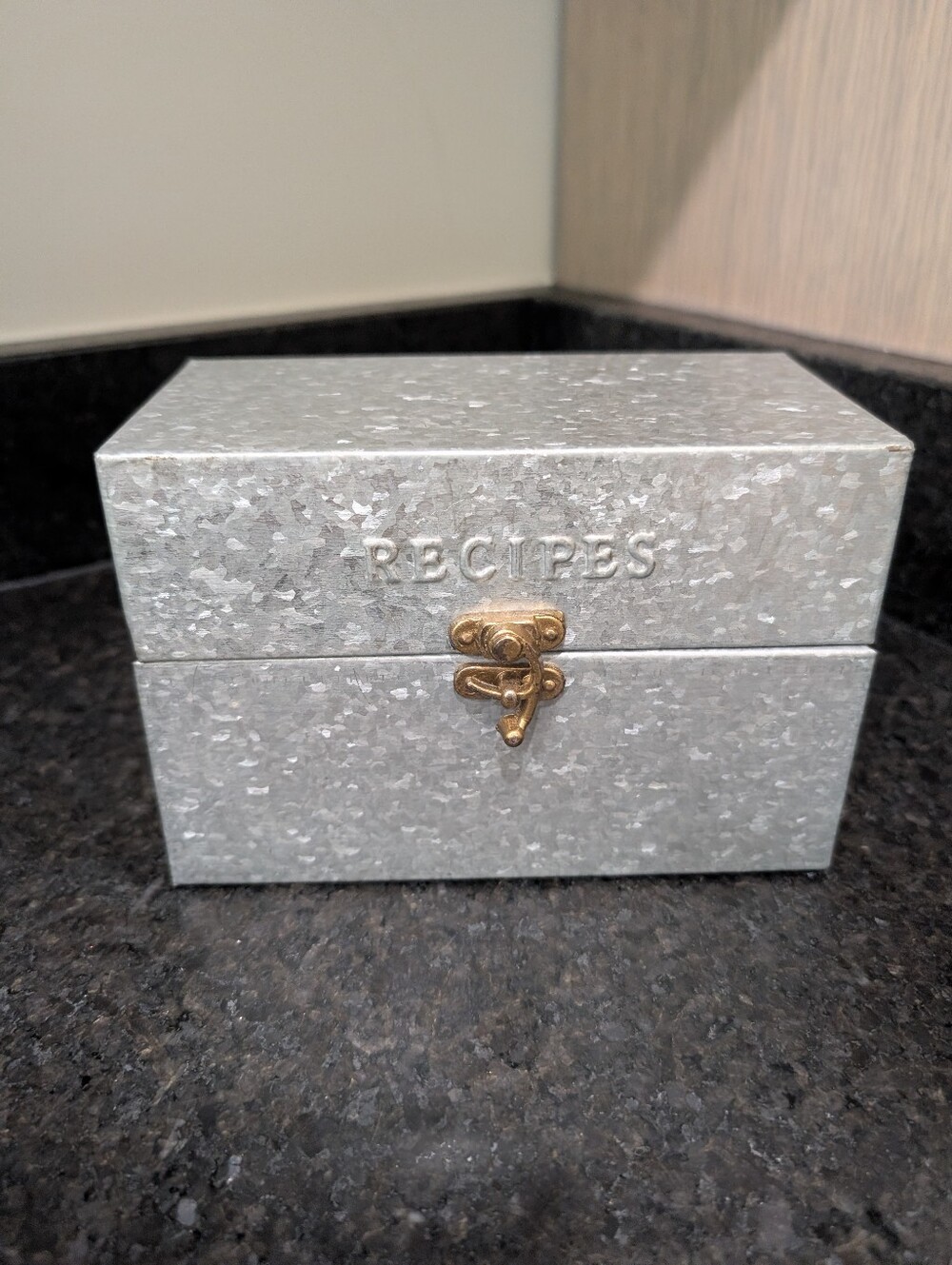 Hearth And Hand With Magnolia Galvanized Recipe Box with Brass Latch